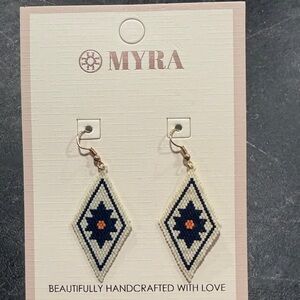 Myra Bag Beaded Earrings - Navy and Orange
New